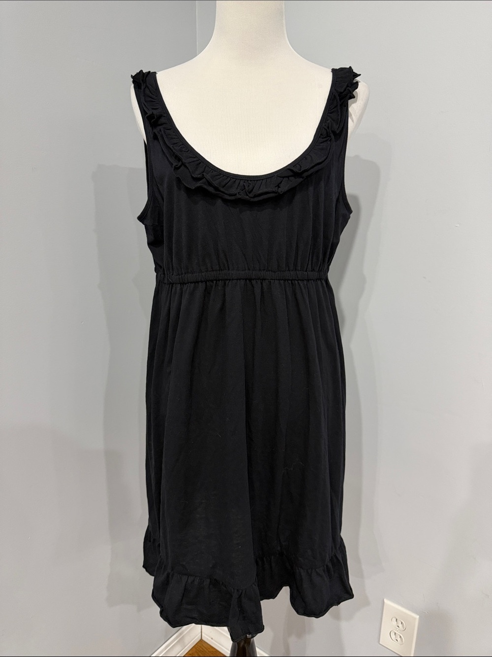 Joe Boxer Black Ruffle-Trim Tank Mini Dress